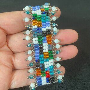 You Found It! One of a Kind Patchwork, Quilted Boho Design Beaded Bracelet